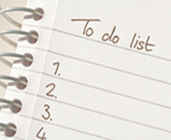image of lined spiral bound paper with To Do list and numbers 1 to 4